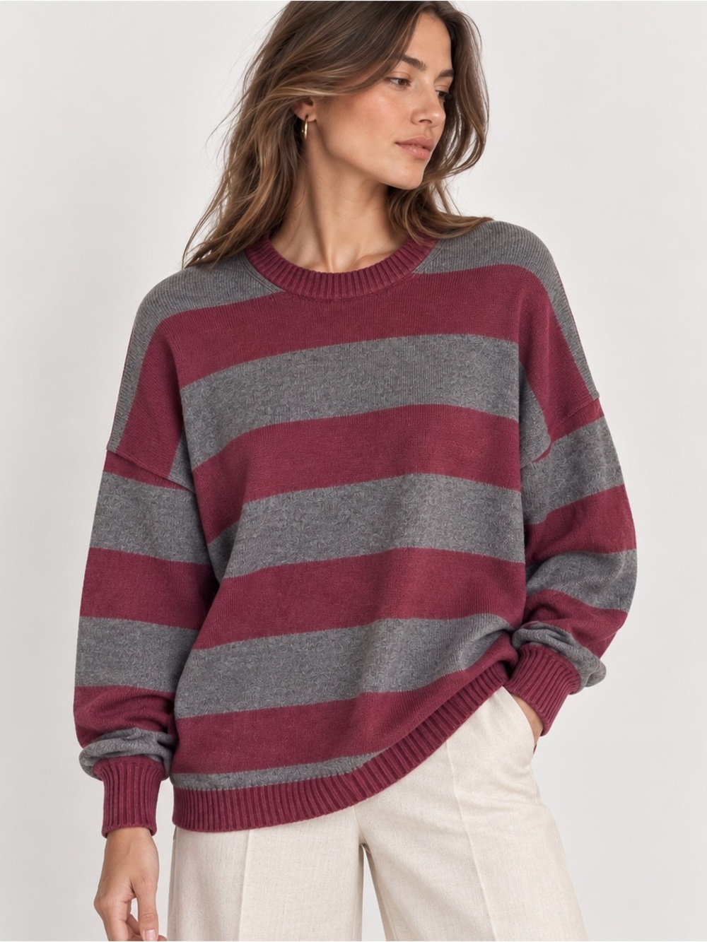 Aritzia Sunday Best Organic Cotton Cashmere Striped Sweater L